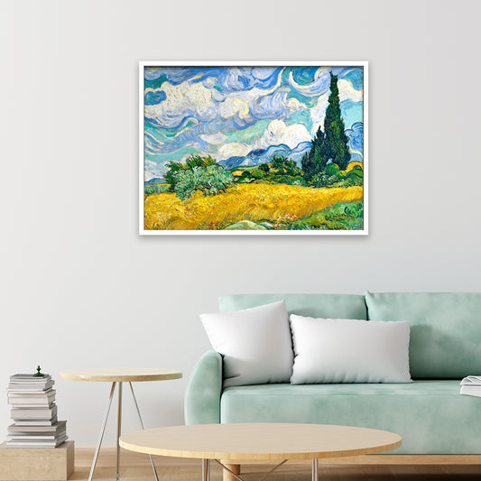 Wheat Field with Cypresses (1889) by Van Gogh Wall Art, Mockup