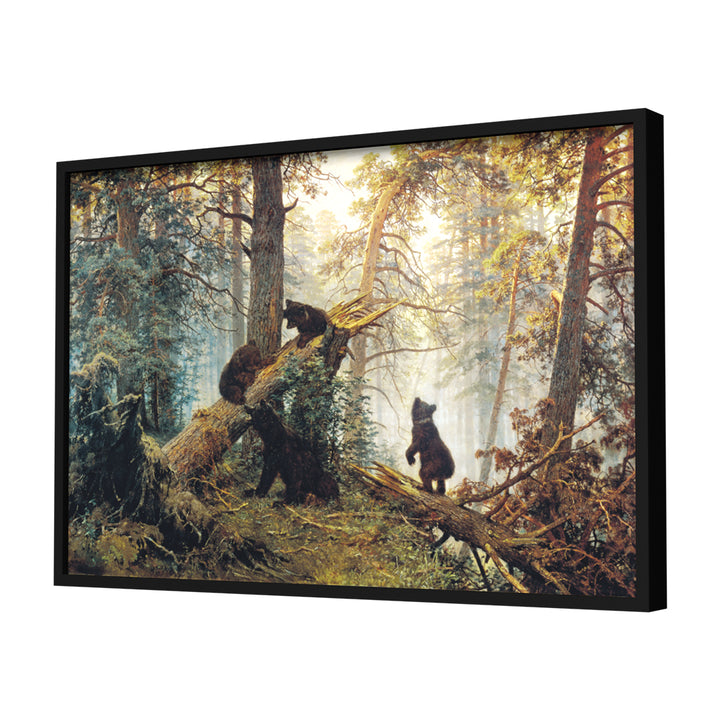 Morning in a Pine Forest by Ivan Shishkin Wall Art, Black Frame