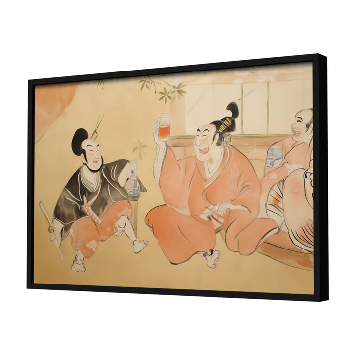 Smiling Samurai Wall Art, Black Frame