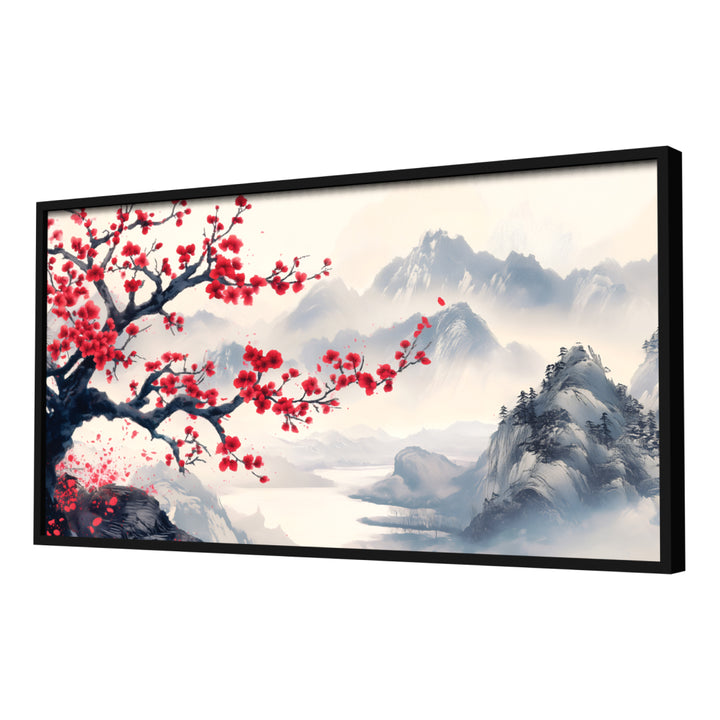 Radiant Red Flowers Wall Art, Black Frame