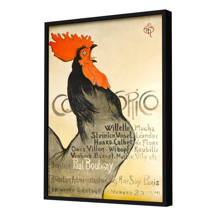 Cocorico (1899) by Théophile Alexandre Steinlen Wall Art, Black Frame