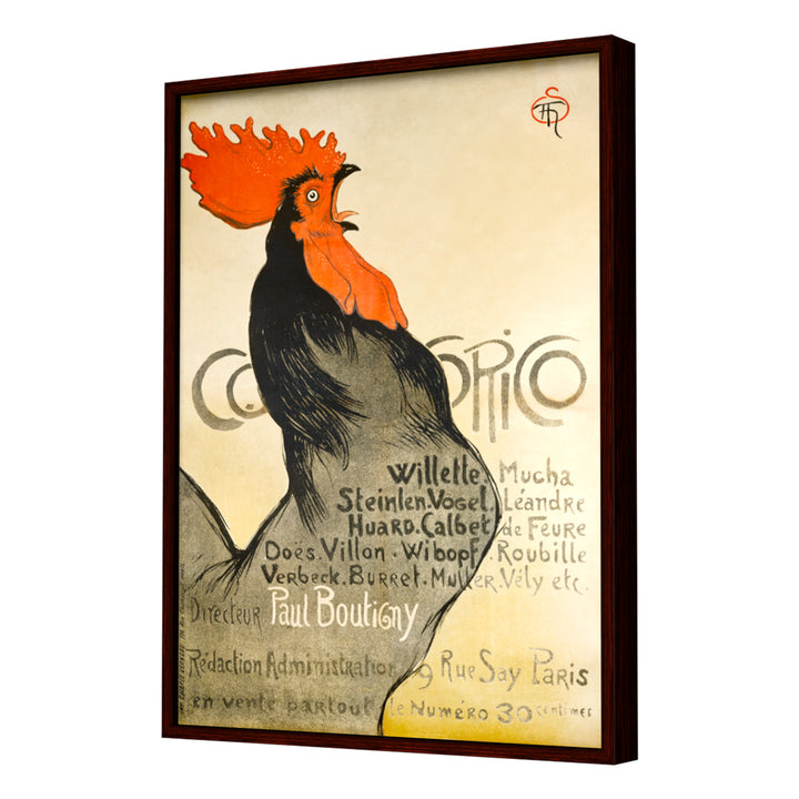 Cocorico (1899) by Théophile Alexandre Steinlen Wall Art, Dark Frame