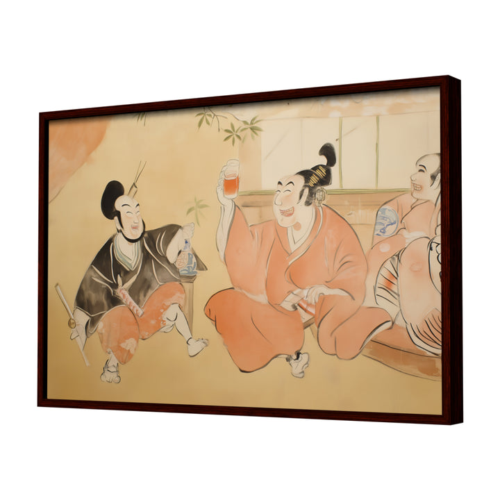 Smiling Samurai Wall Art, Dark Frame