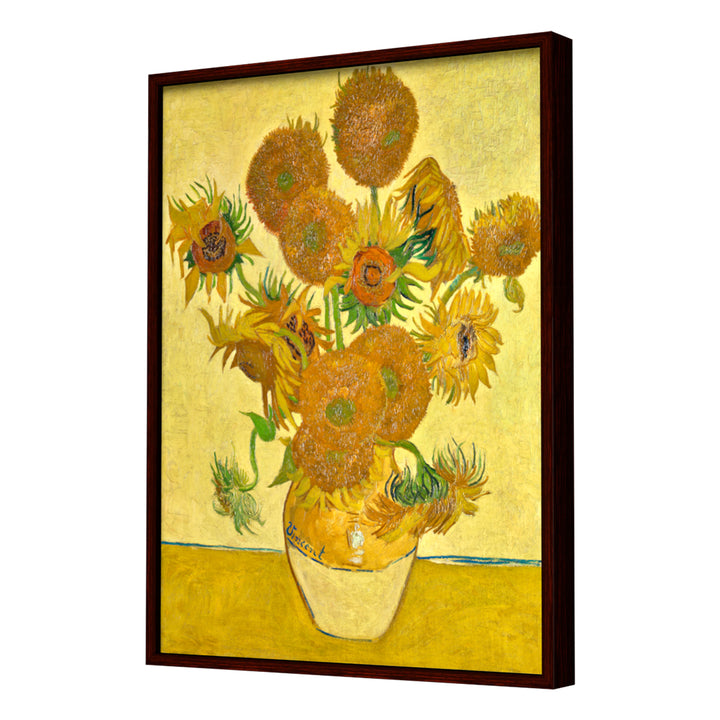 Sunflowers (1888) by Van Gogh Wall Art, Dark Frame