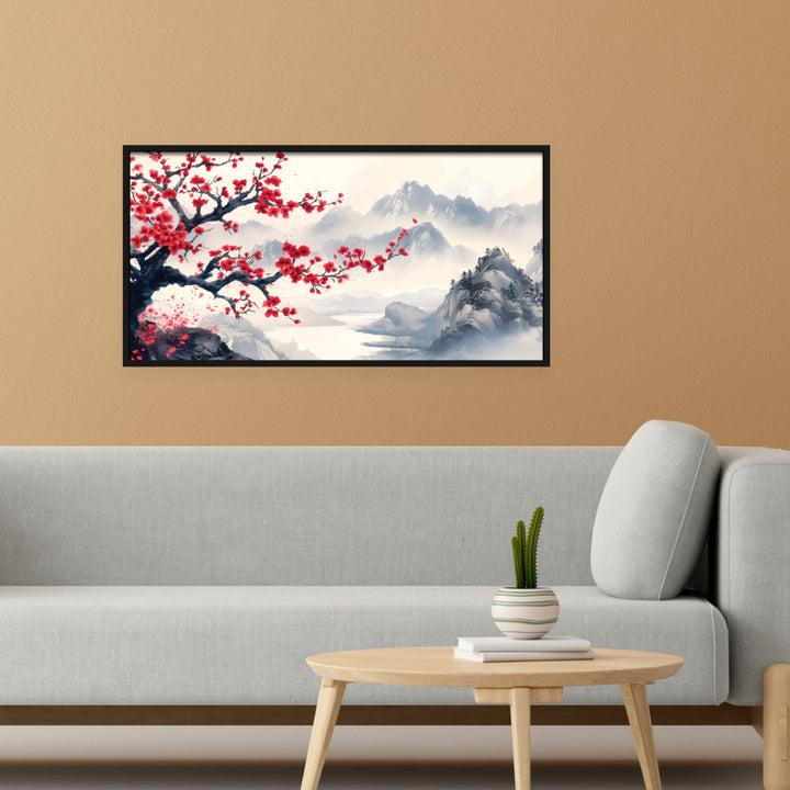 Radiant Red Flowers Wall Art, Mockup