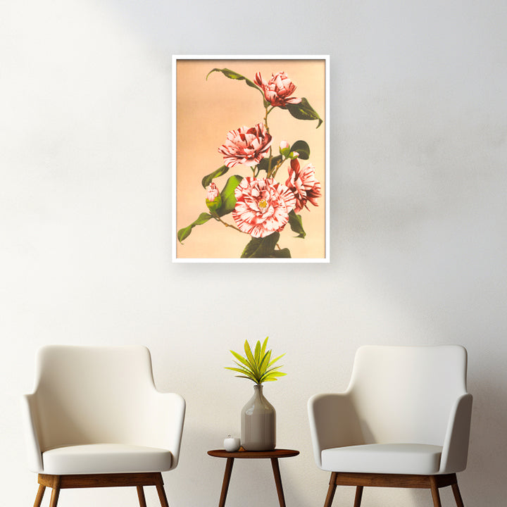 Striped Camellias (1887–1897) by Ogawa Kazumasa Wall Art, Mockup