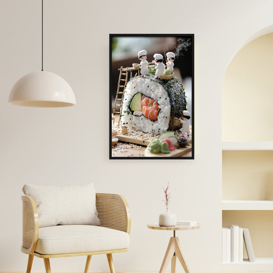Sushi Scene in Miniature Wall Art, Mockup