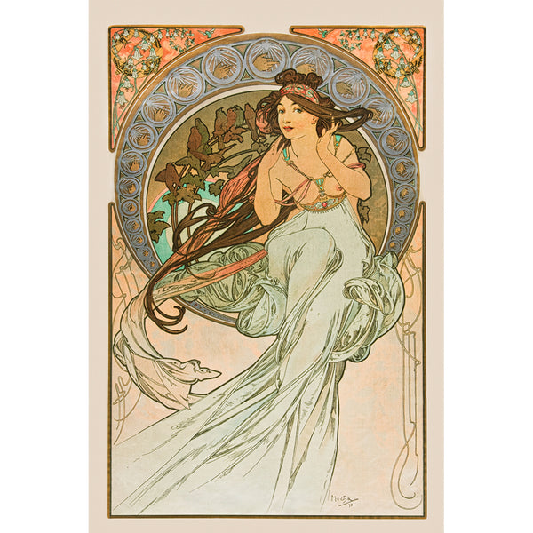 Music, from Les Arts (1898) by Alphonse Mucha Wall Art, Front