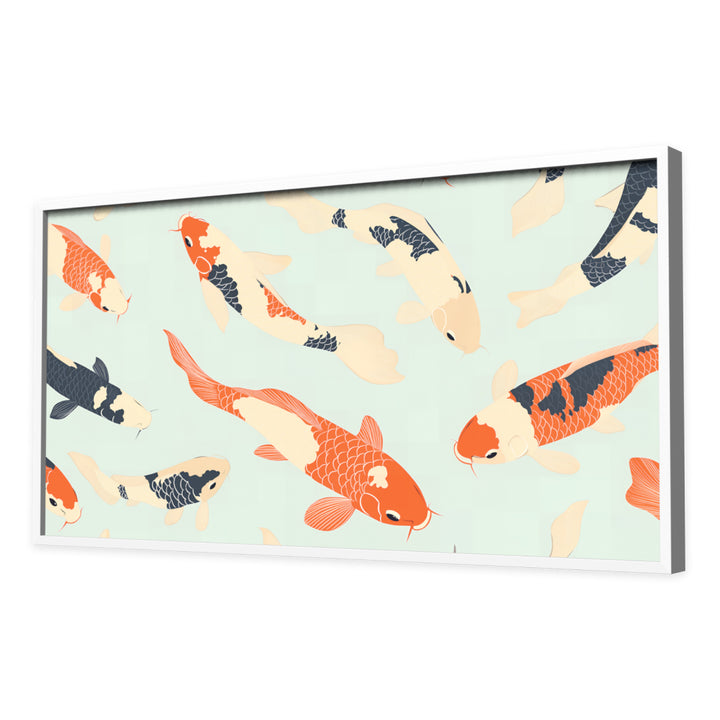 Endless Koi Dance Wall Art, White Frame