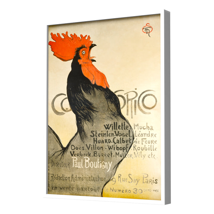 Cocorico (1899) by Théophile Alexandre Steinlen Wall Art, White Frame
