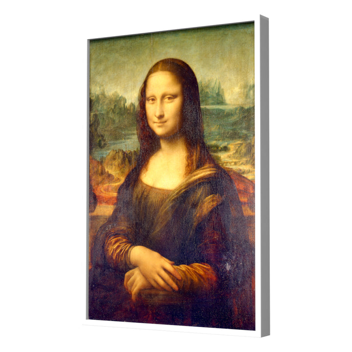Portrait of Mona Lisa del Giocondo by Leonardo Da Vinci Wall Art, White Frame