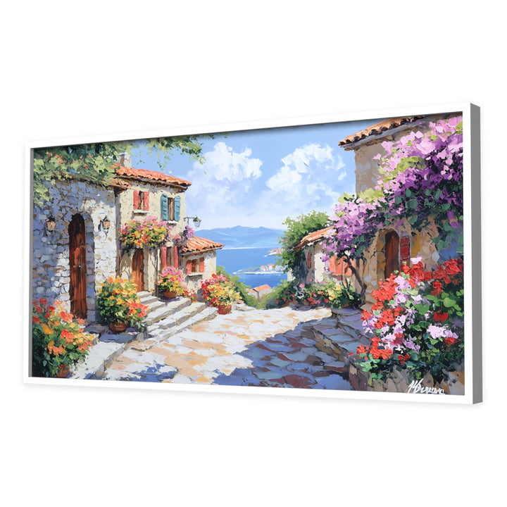 Pathways of Tuscany Wall Art, White Frame