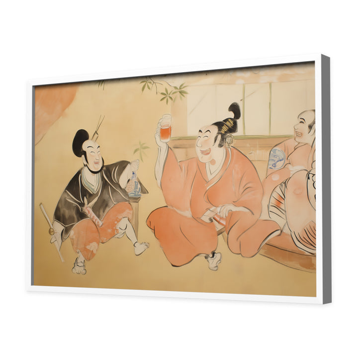 Smiling Samurai Wall Art, White Frame