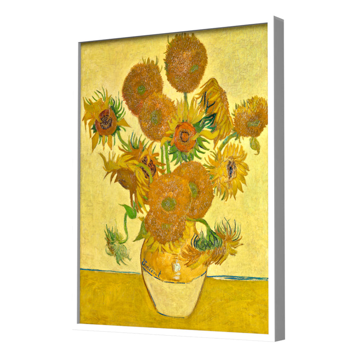 Sunflowers (1888) by Van Gogh Wall Art, White Frame